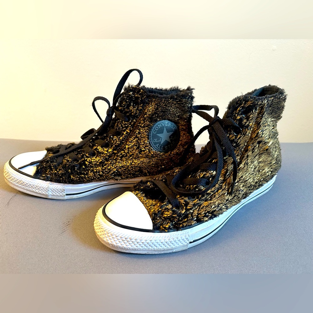 Golden Fur Converse High Top Sneakers